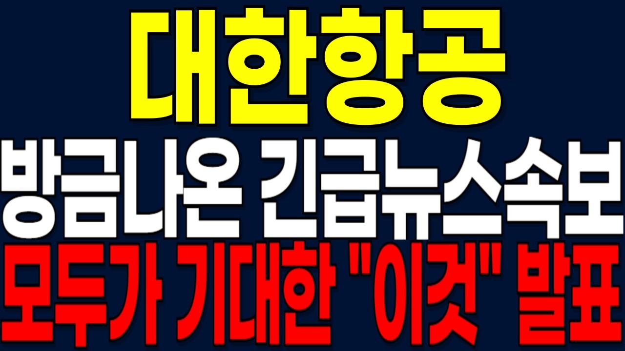[대한항공 주가전망] 방금나온 긴급뉴스속보! 모두가 기대한 ''이것'' 발표!
