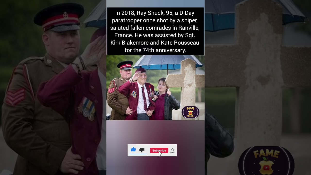 95-year-old D-Day veteran salutes his fallen comrades.