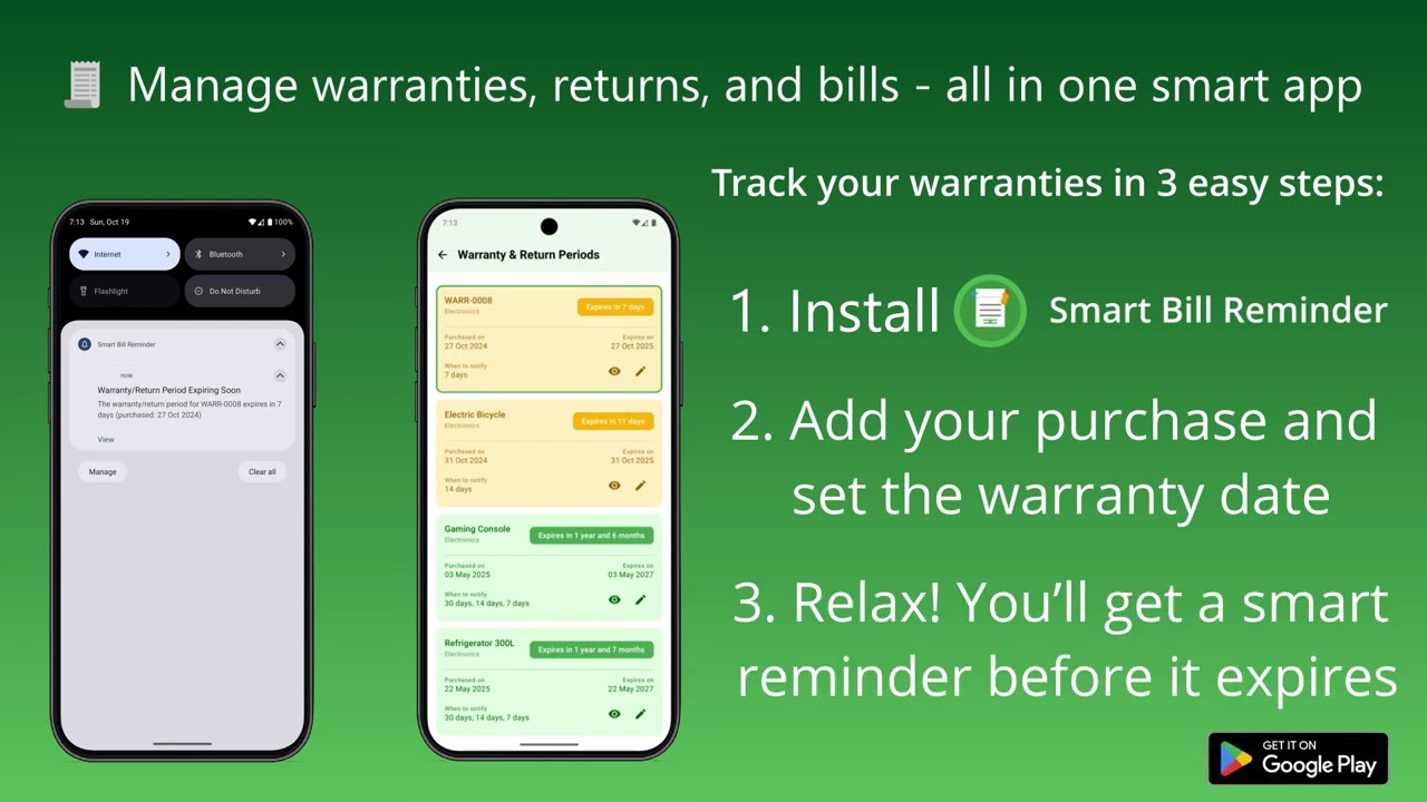 Keep Every Warranty Under Control 🧾✨ | Smart Bill Reminder #WarrantyTracker #SmartApp #BillReminder