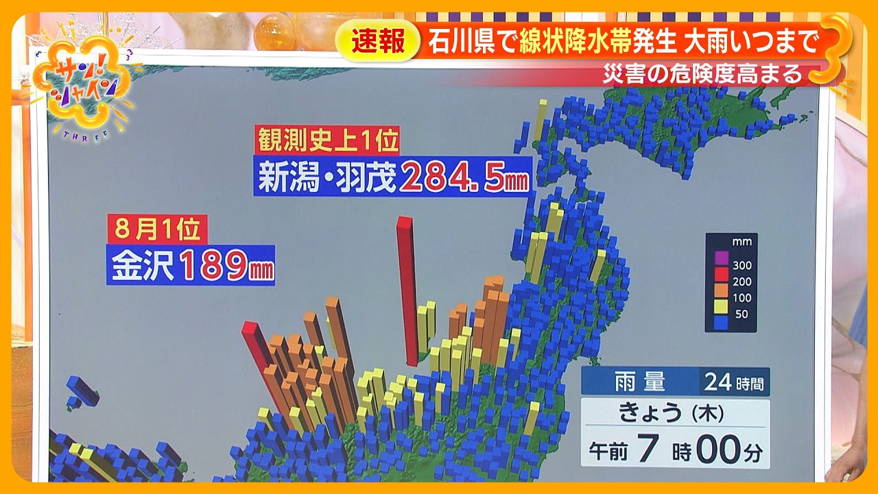 【要注意】石川に線状降水帯発生 災害の危険度高まる～天達気象予報士解説～【サン！シャインニュース】