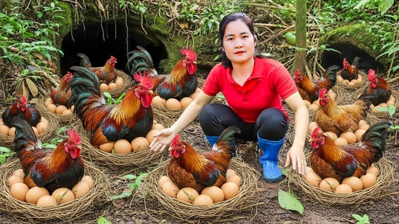 Harvesting 1000+ Chickens & Chicken Eggs From A Forest Has A Lot Of Chickens & Goes Market to Sell