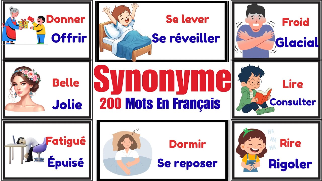 200 Synonymes en Français 📚 | Vocabulaire Français Débutant A1-A2  | Vocabulaire Essentiel 🇫🇷