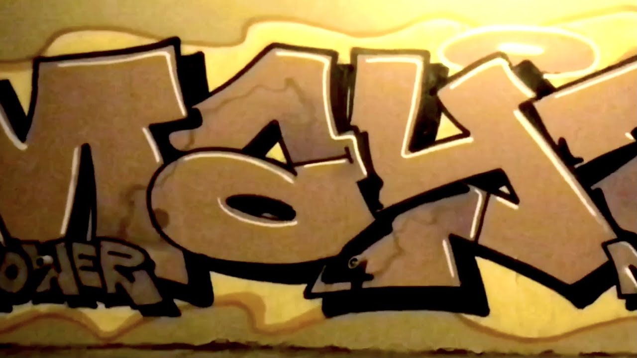 Graffiti day and night rooftop