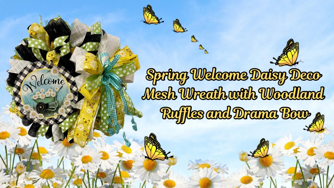 Daisy Deco Mesh Spring Wreath |Deco Mesh Stunning Wreath