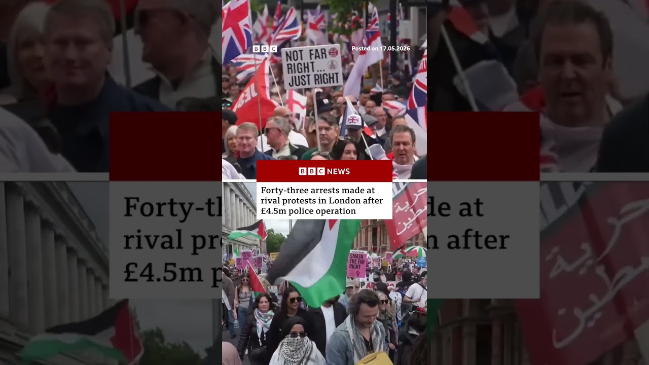 Forty-three arrests made at rival protests in London after &pound;4.5m police operation. #BBCNews