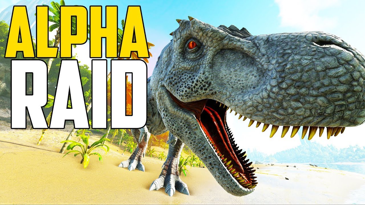 RAIDING WITH ALPHA T-REX! - Ark Survival Evolved (Ark: The Volcano PVP #9)