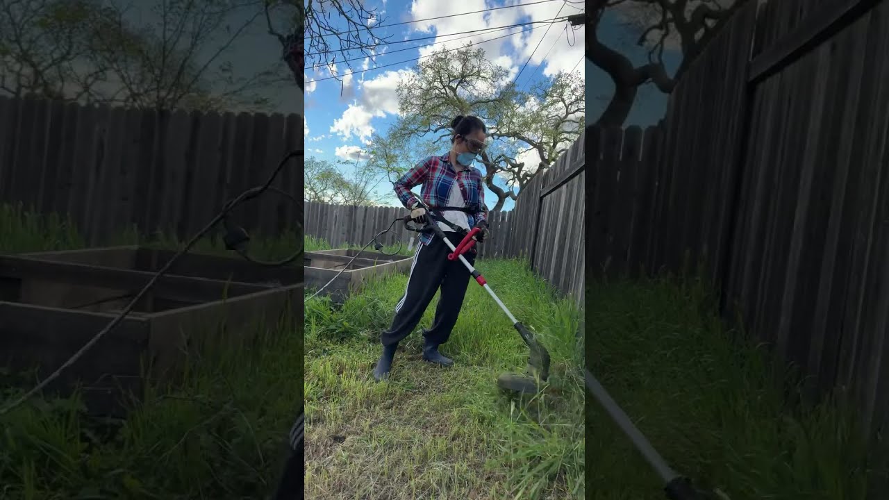 Cutting grass so hard
