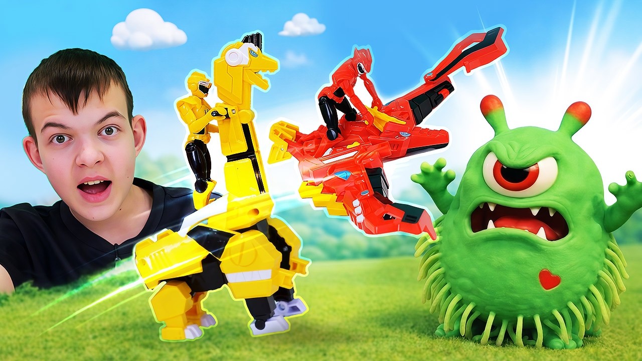 Минифорс динозавр-трансформер Птера с Сэмми спас животных в лесу! Игрушки для детей