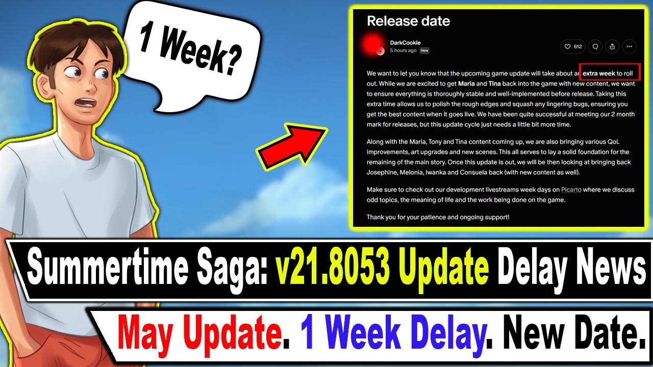 Summertime Saga: обновление v21.8053 задерживается на НЕДЕЛЮ || Официальные новости || Майское об...