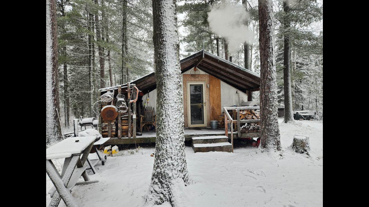 THE TENT. Deer Camp 2022. Part 2. It's all about the weather. Rain to ice and then light snow.