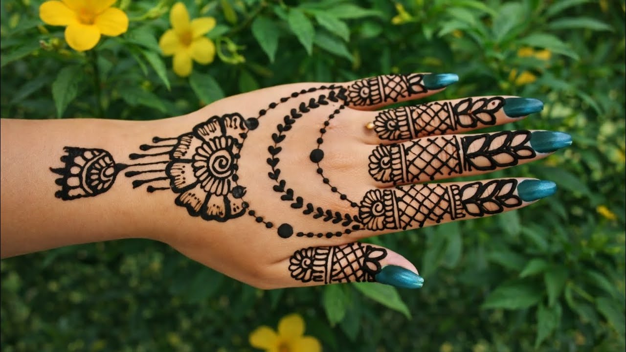 “Full Back Hand Floral Mehndi Design | Easy Finger Net Henna Design for Beginners”