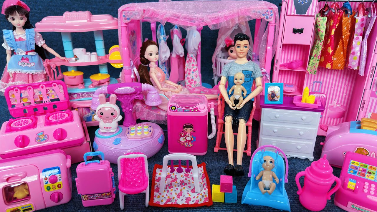 11 Minutes Satisfying with Unboxing Barbie Princess Furniture Dress Up Collection Toys Review | ASMR