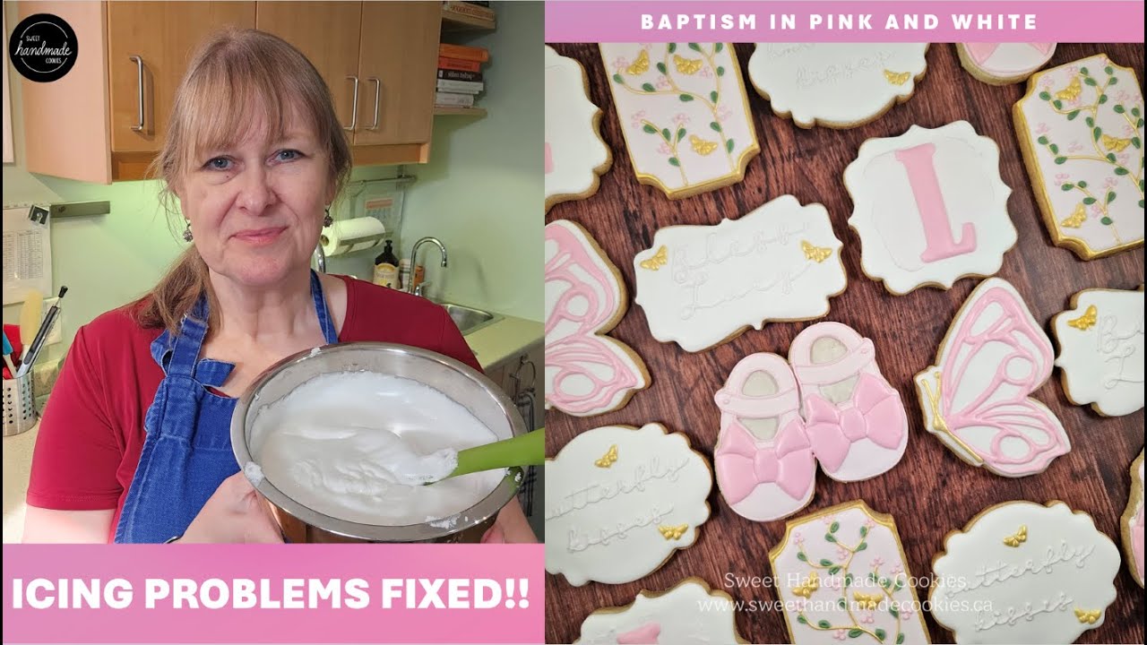 Avoiding a Royal Icing Disaster for these Pink Baptism Cookies