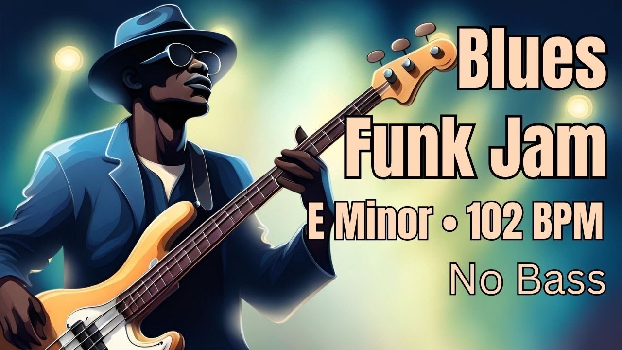 Backing Track For Bass 🎸 E Minor 🎼 Blues Funk Jam 🔥 102 BPM
