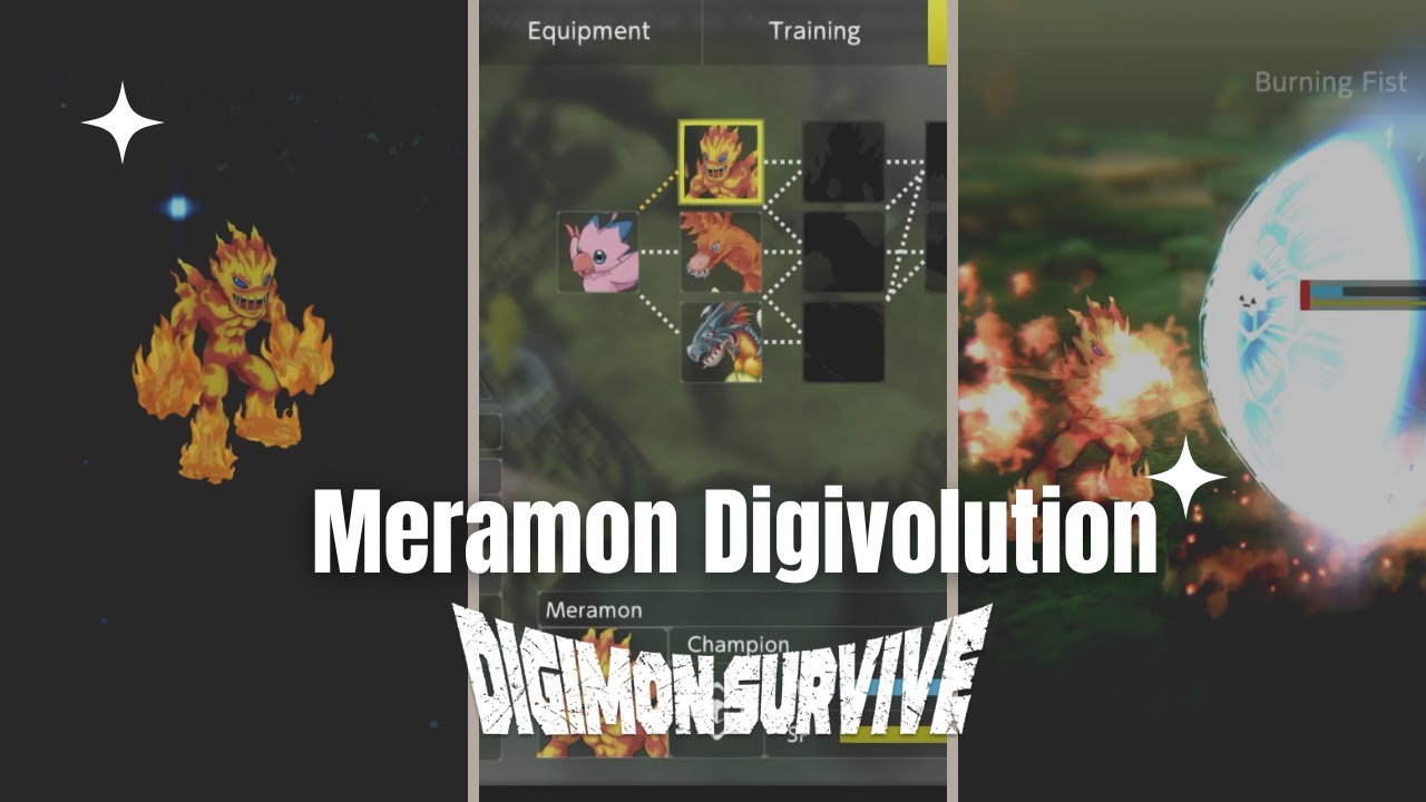 Meramon digivolution and special attacks | Digimon Survive