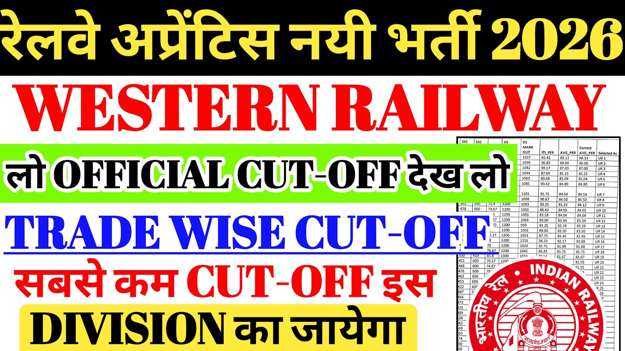 WESTERN RAILWAY APPRENTICE VACANCY 2026| PREVIOUS YEAR OFFICIAL CUTOFF देख लो🔥रेलवे अप्रेंटिस CUTOFF