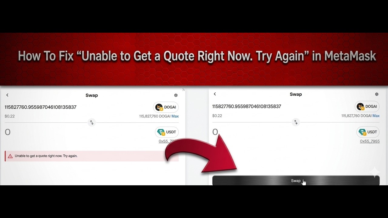 Как исправить ошибку &laquo;Unable to Get a Quote Right Now. Try Again&raquo; в MetaMask (простое автоматичес...