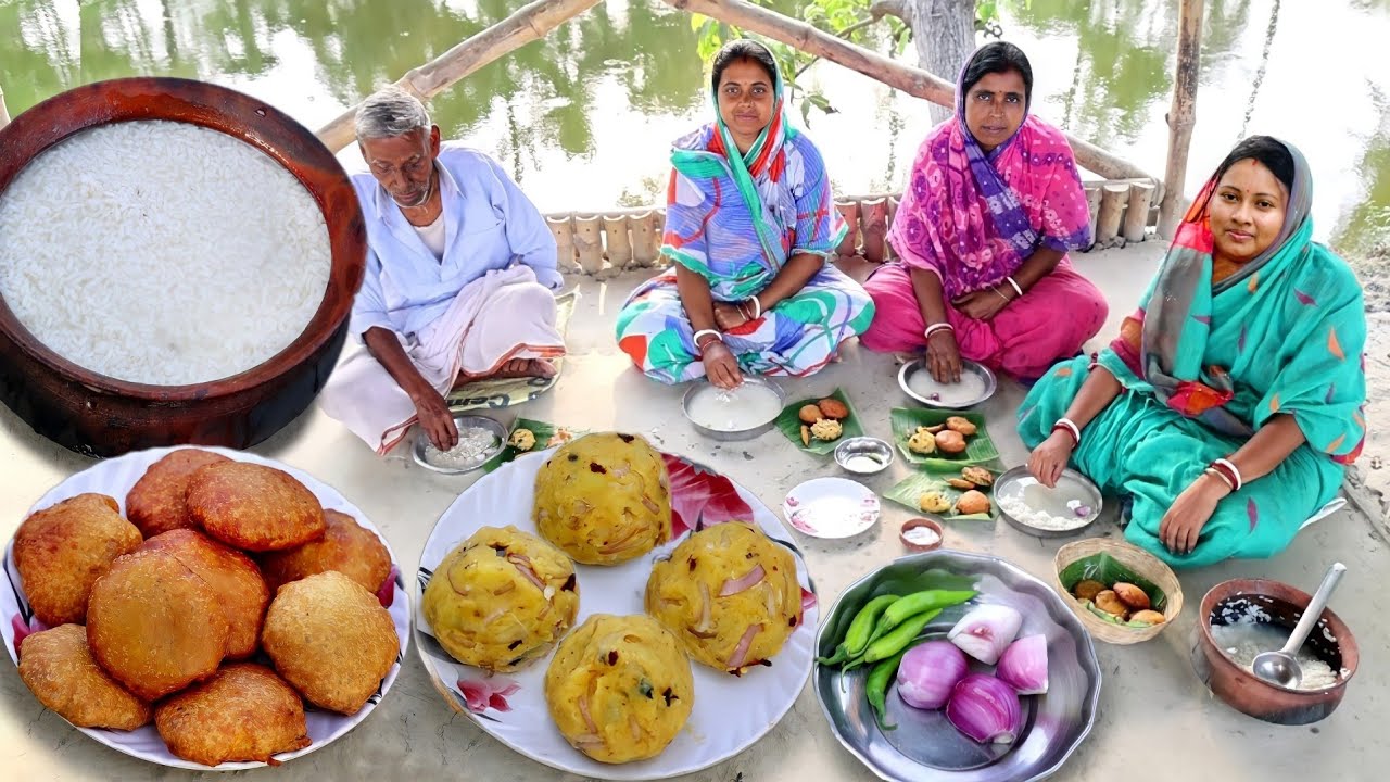 গরমের দিনে সকালবেলা পান্তাভাতের সাথে আলুরচপ আর আলুচখা রান্না||aloo chop recipe