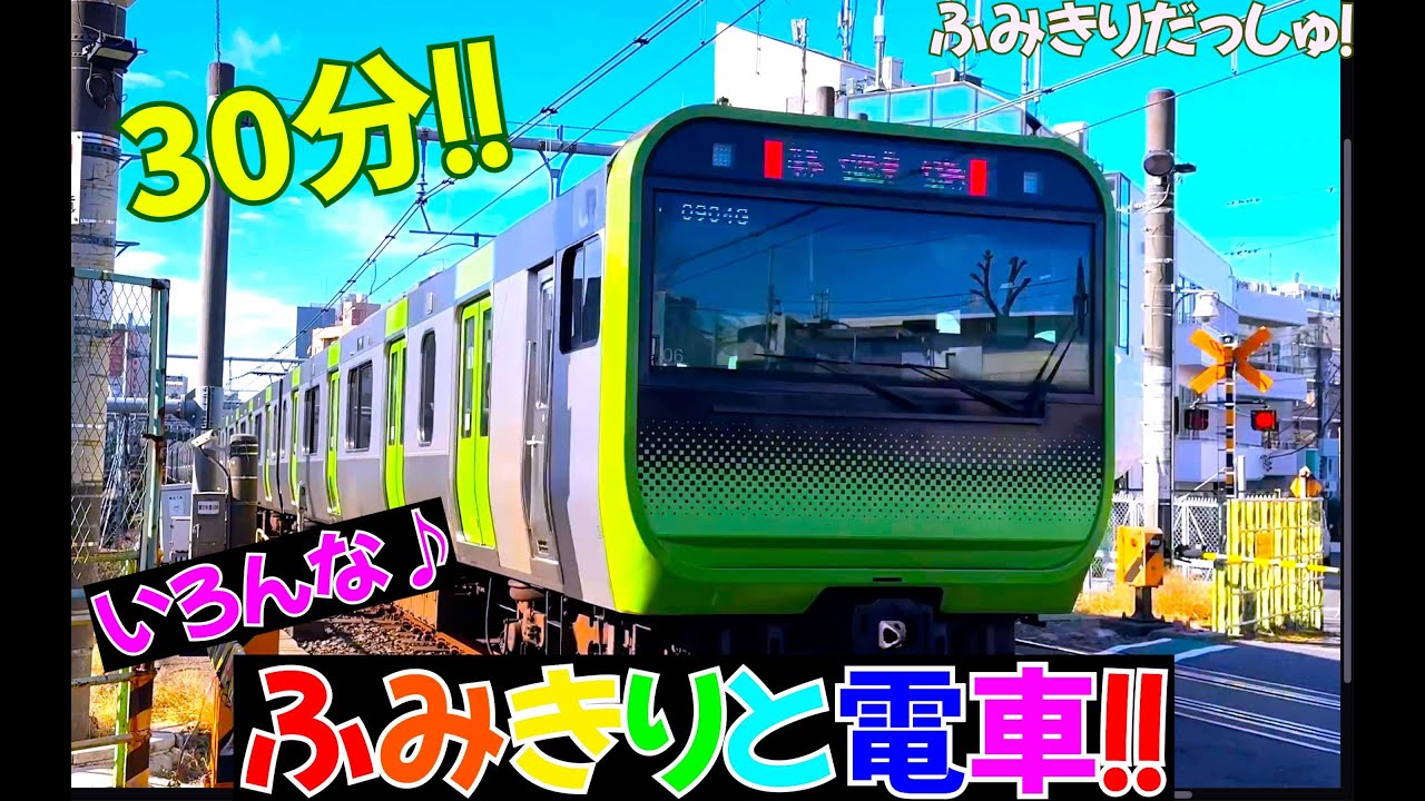 いろんな踏切とラッピング電車30分！！ドクターイエローから山手線など通勤電車も勢揃い！鉄道 アンパンマン電車 特急あずさ train railway railroad
