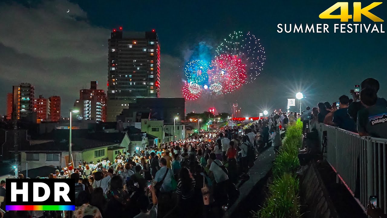 600 thousand visitors! Tokyo Adachi fireworks festival • 4K HDR