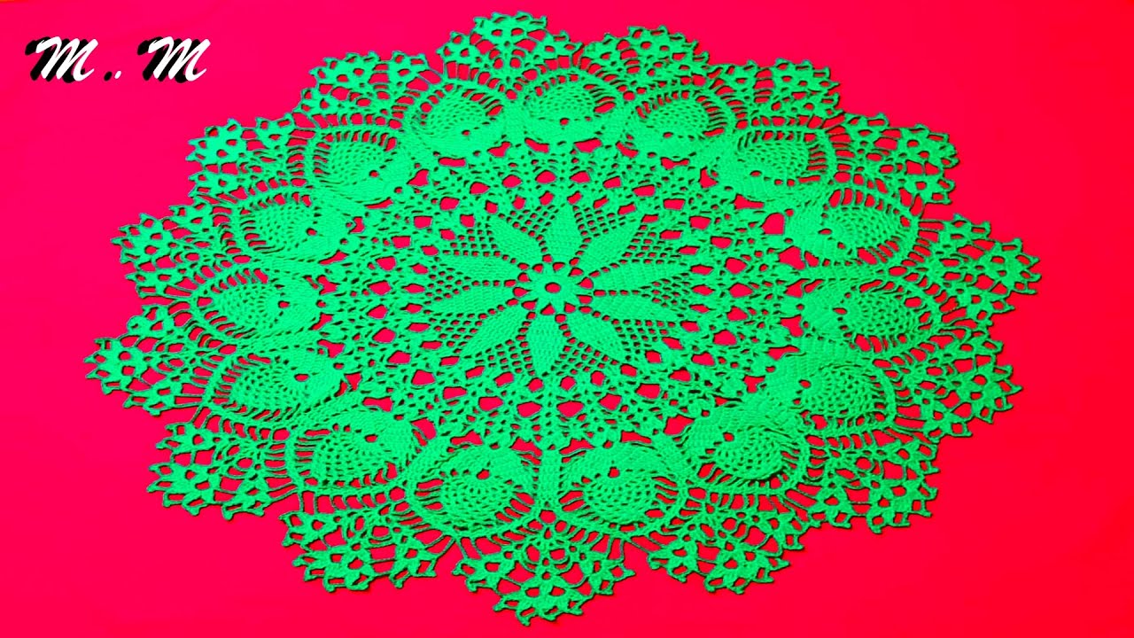 TAPETE VERDE DE 15 PIÑAS TEJIDO A CROCHET PASO A PASO (PARTE 3)| MANUALIDADES MARTINA