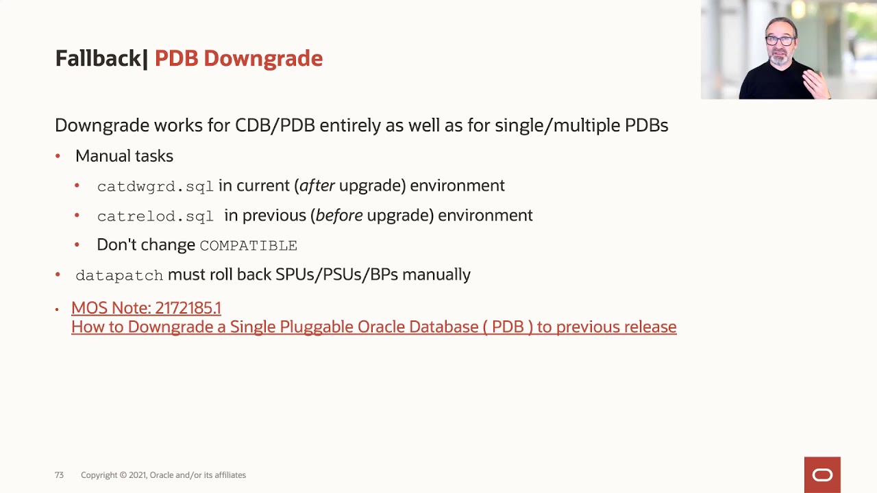 Fallback options for Oracle Database multitenant migration
