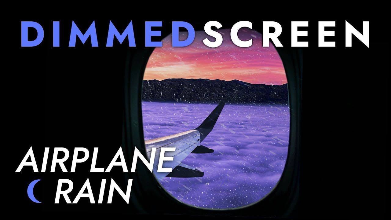 Cozy Rain on Airplane Sleep Sounds -  Dimmed Screen | Rain Sounds for Sleeping - White Noise Rain
