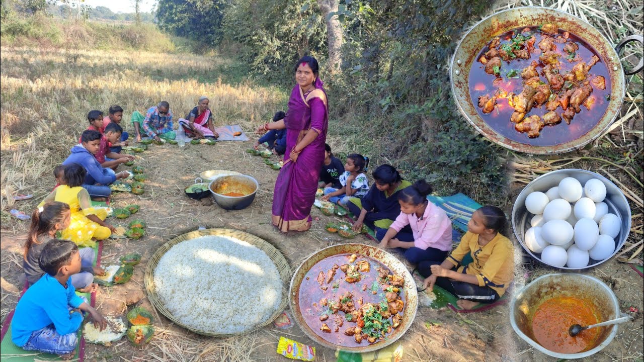 Winter season Family picnic | Chicken Curry Mutton curry & Boil egg Cooking & eating in picnic enjoy