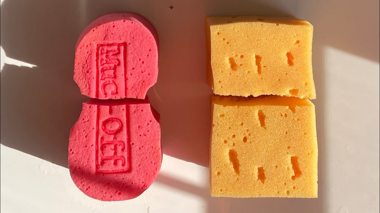 ASMR foam car sponge ripping + slicing - jelly vs. soapy jelly
