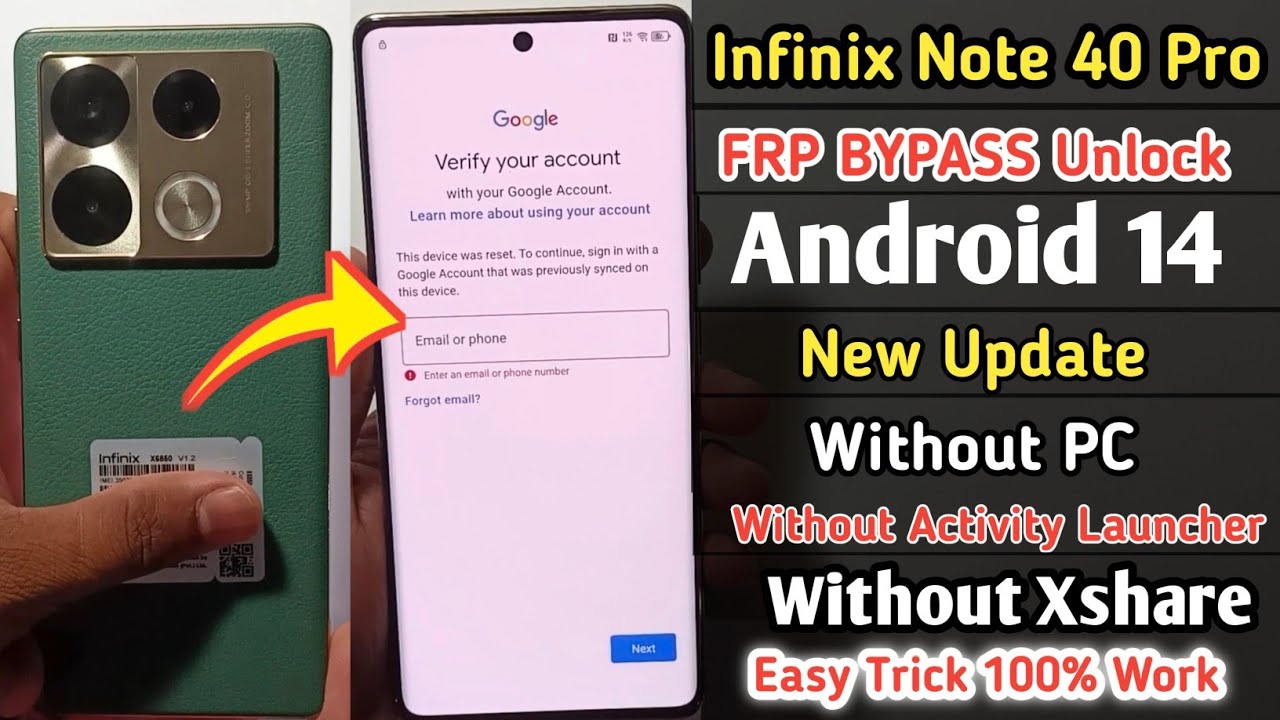 Infinix Note 40 Pro  FRP Bypass Android 14 | Infinix X6850 FRP Unlock Without Pc | New Method 2024