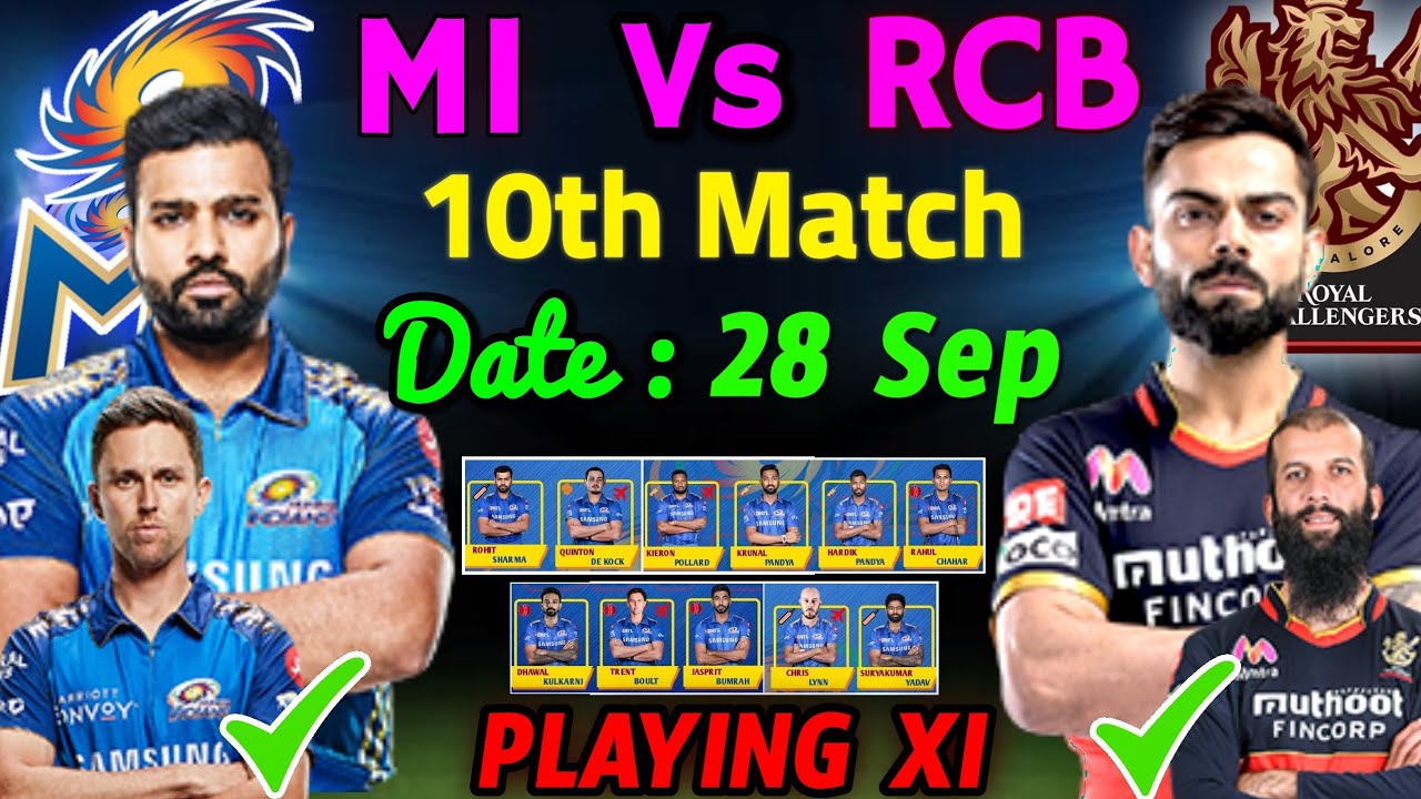 IPL 2020 - 10th Match | Mumbai Vs Bangalore | Mumbai Indians Playing 11 | RCB Vs MI Playing XI 2020