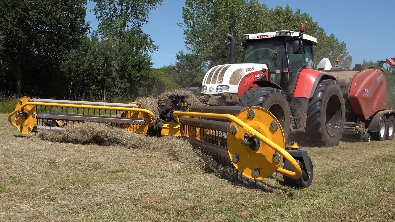 STEYR  Raking grass & Pressing bales | The one man show!!