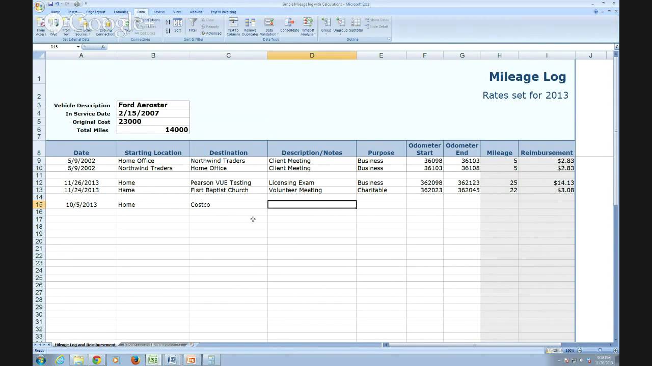 IRS Compliant Mileage Log Tutorial