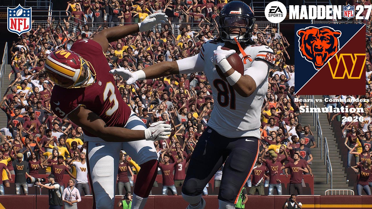 Madden 27: симуляция матча Chicago Bears против Washington Commanders, игровой процесс 2026 года