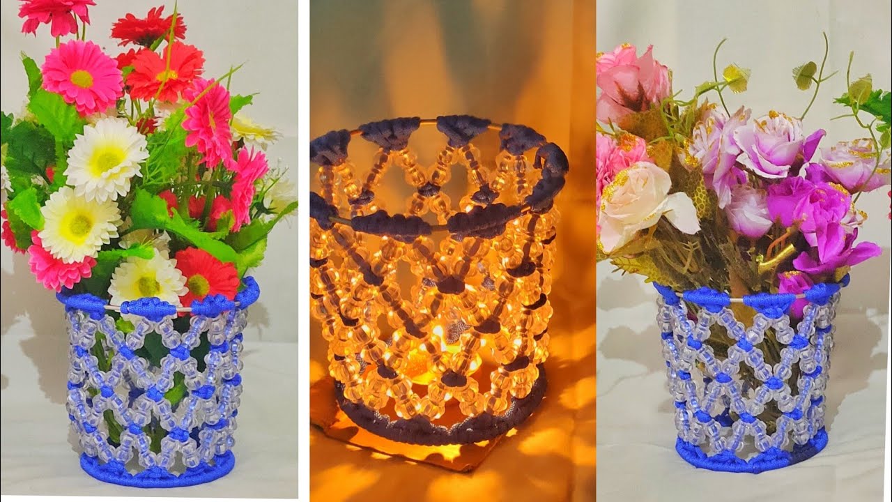 HOW TO MAKE MACRAME BEADED 🥀🌷🌺🌸 FLOWER POT / HOW TO MAKE MACRAME ✨✨ DIYA HOLDER