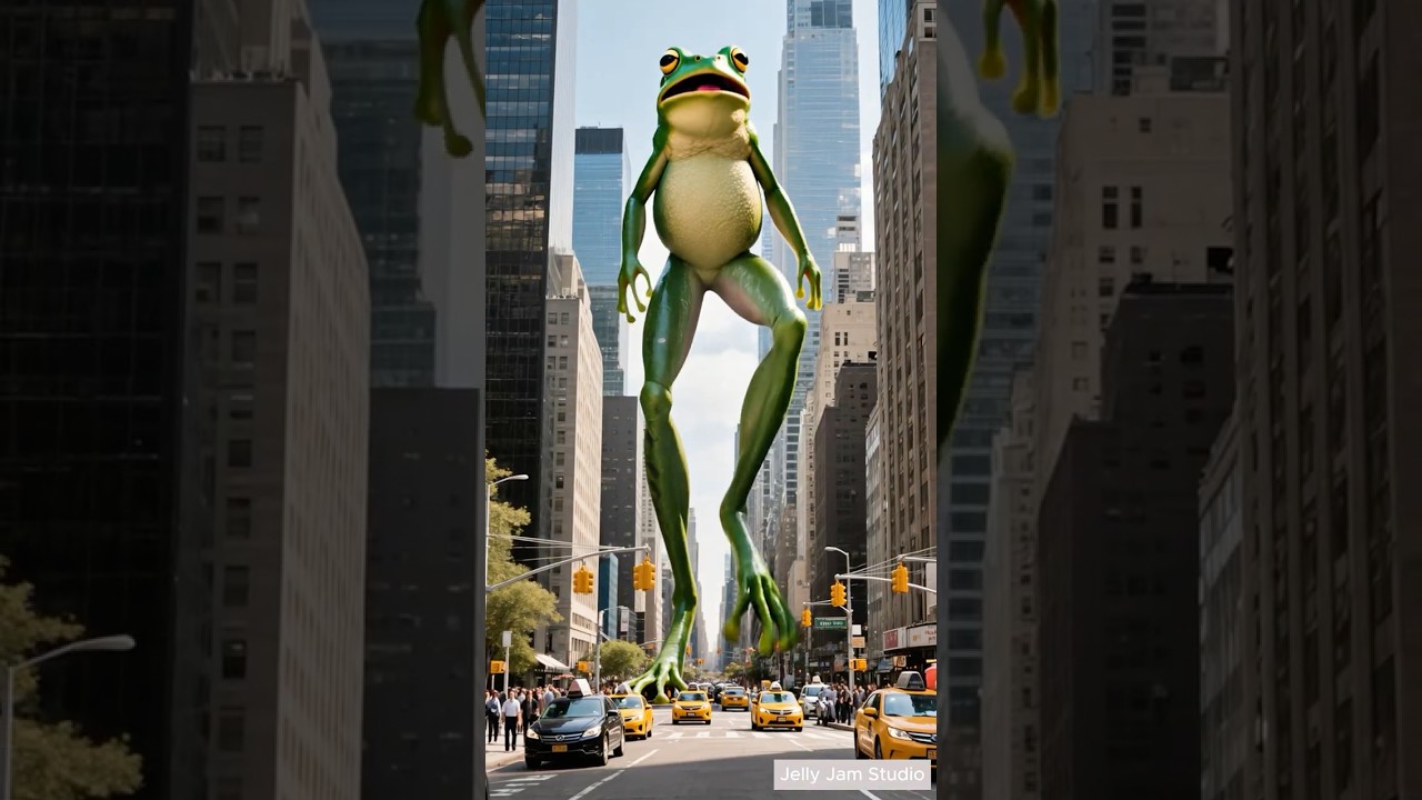 Orange cat and frogzilla story cartoon ai animation shorts