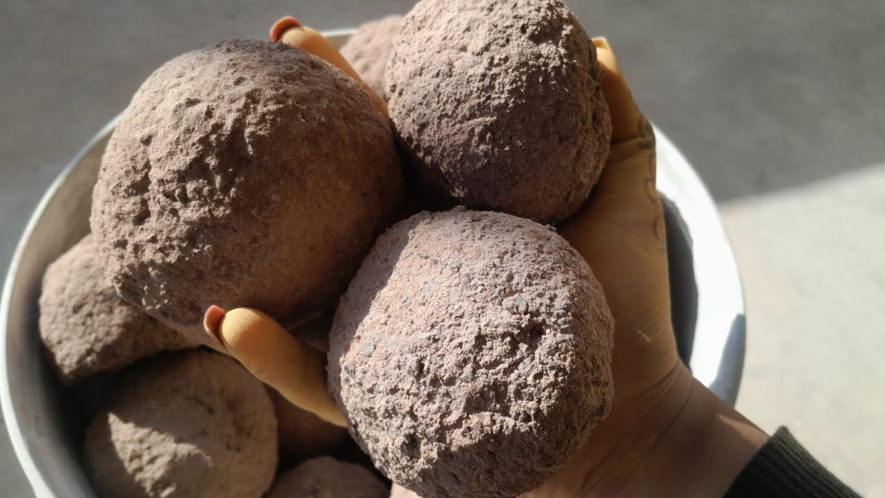 Extremely Dusty Red sand with Black concrete balls smashing and crumbling 😍Insanely satisfying🔥🤩