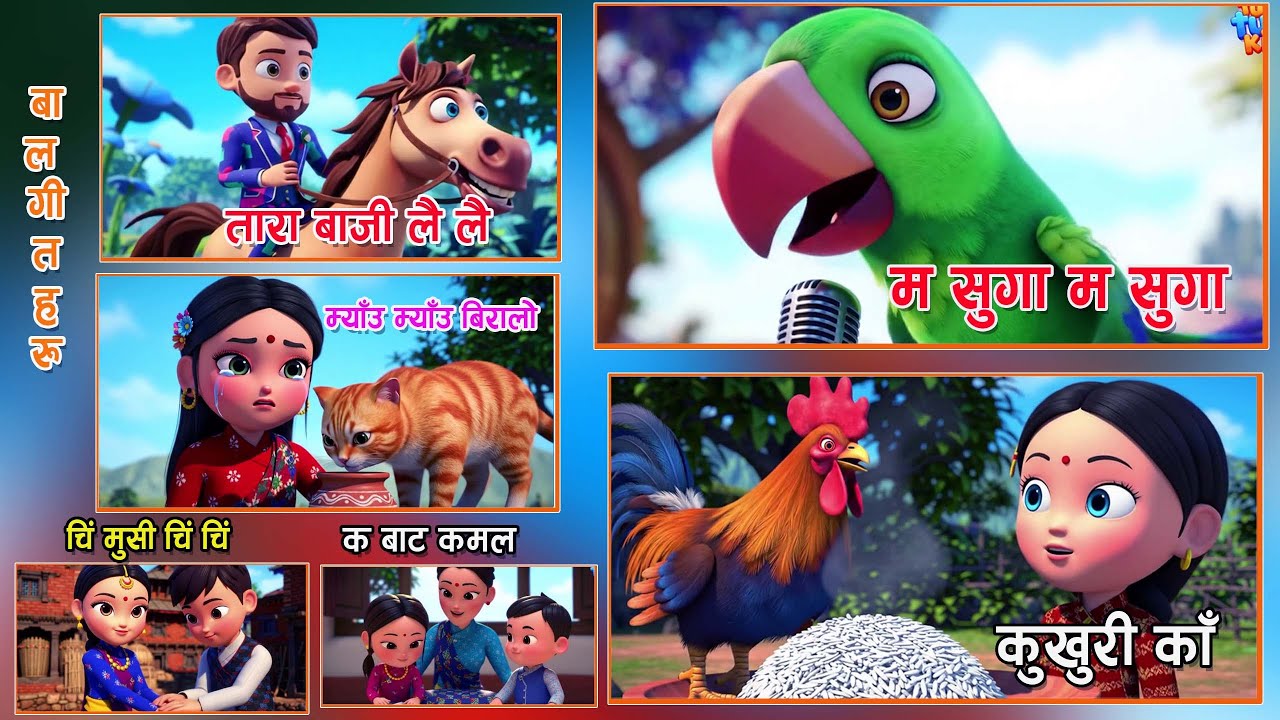 Popular Nepali Rhymes collection| तारा बाजी लै लै | चिं मुसी चीं | म्याँउ म्याँउ बिरालाे  |बालगीतहरू