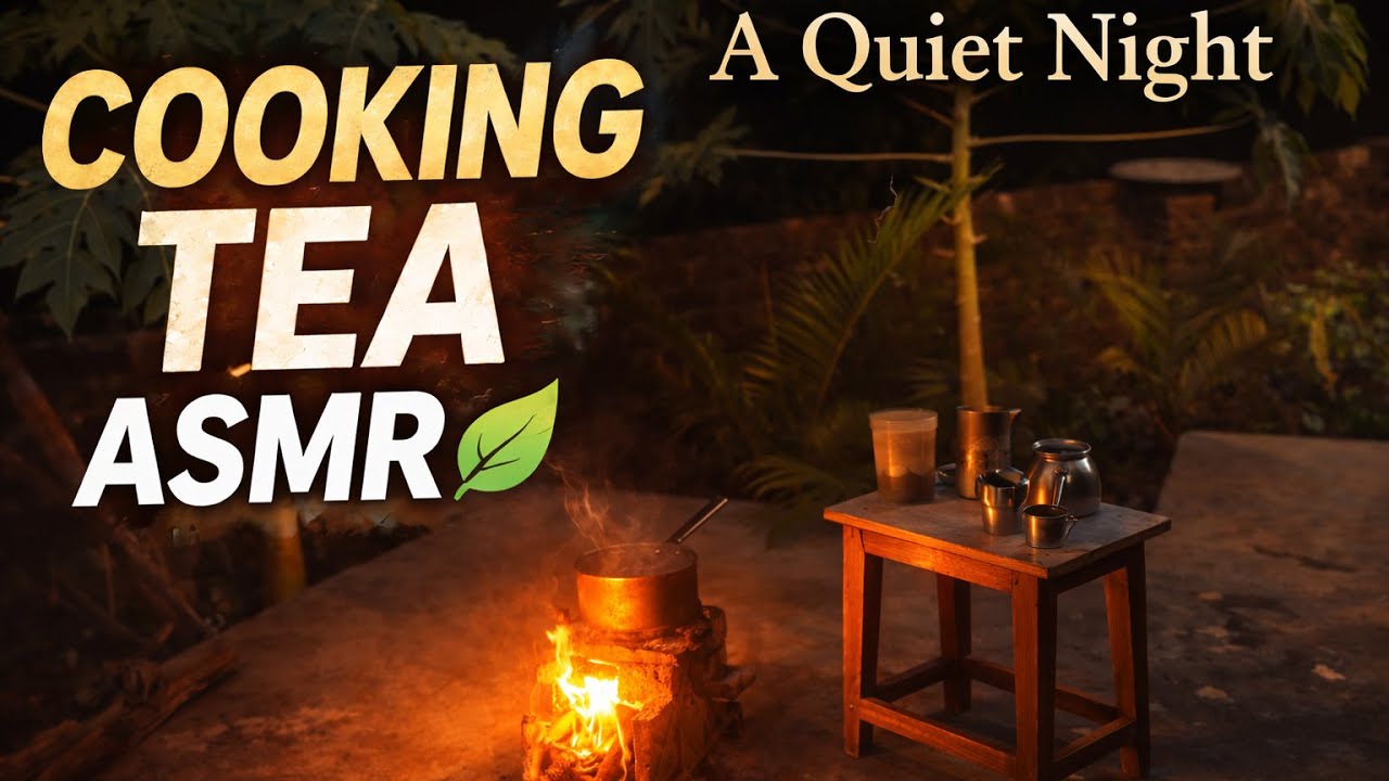 Cooking Tea on Firewood at Night 🔥🍵 | Relaxing Campfire ASMR (No Music)