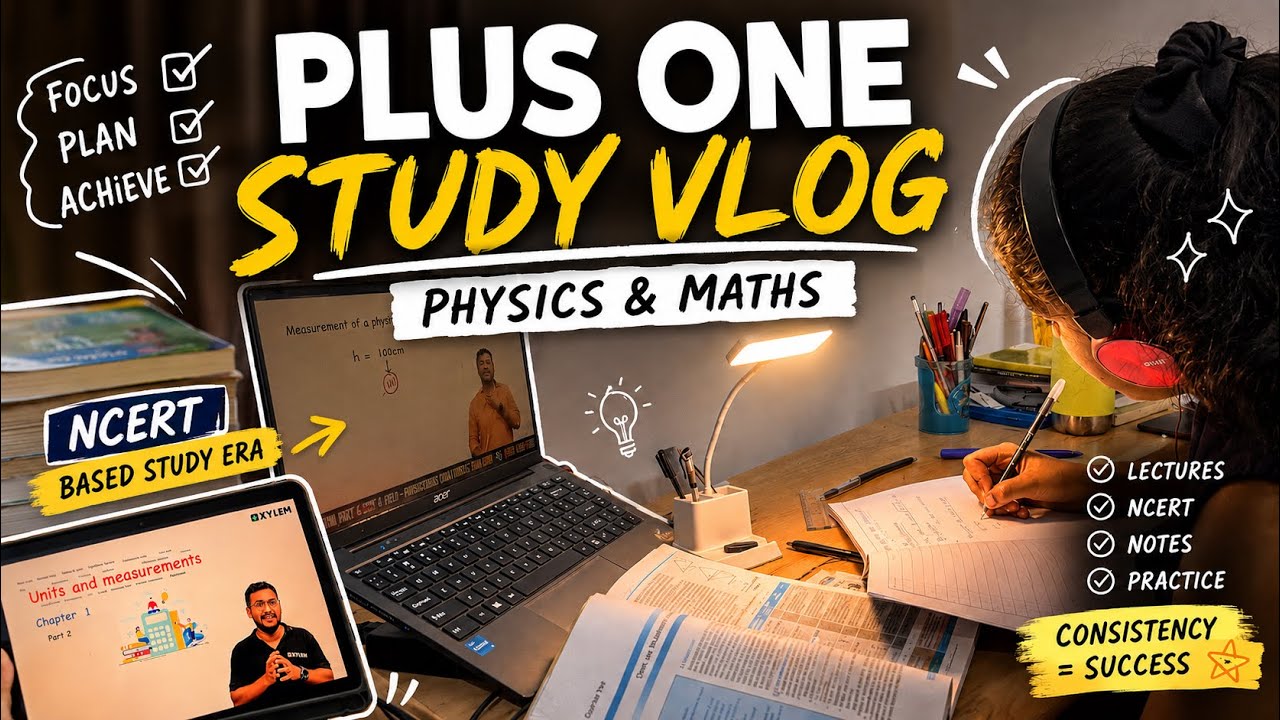 Realistic Plus One Study Vlog ✨|Physics and maths 👀|NCERT, Notes & Lectures