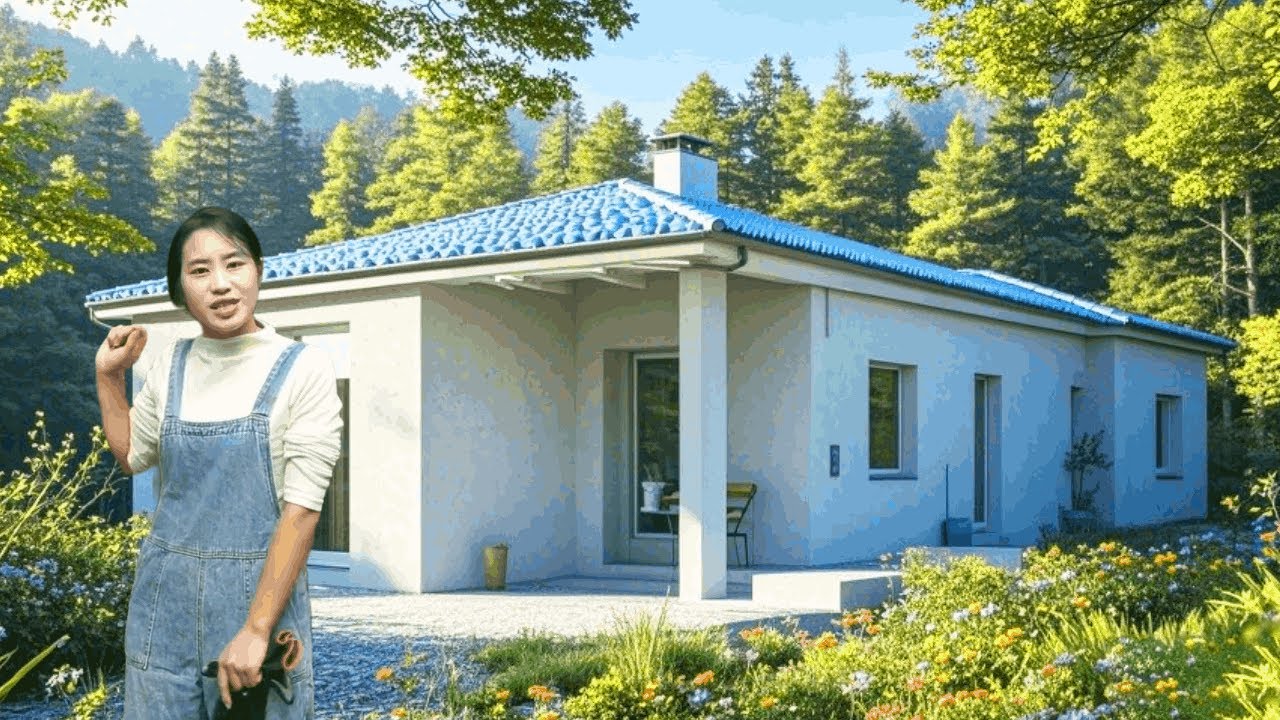 💡历时2个月，天才女孩拆掉6年竹屋，自己一个人建造一座不漏雨的房子！Genius girl spent 2 months building a cement house |林果儿