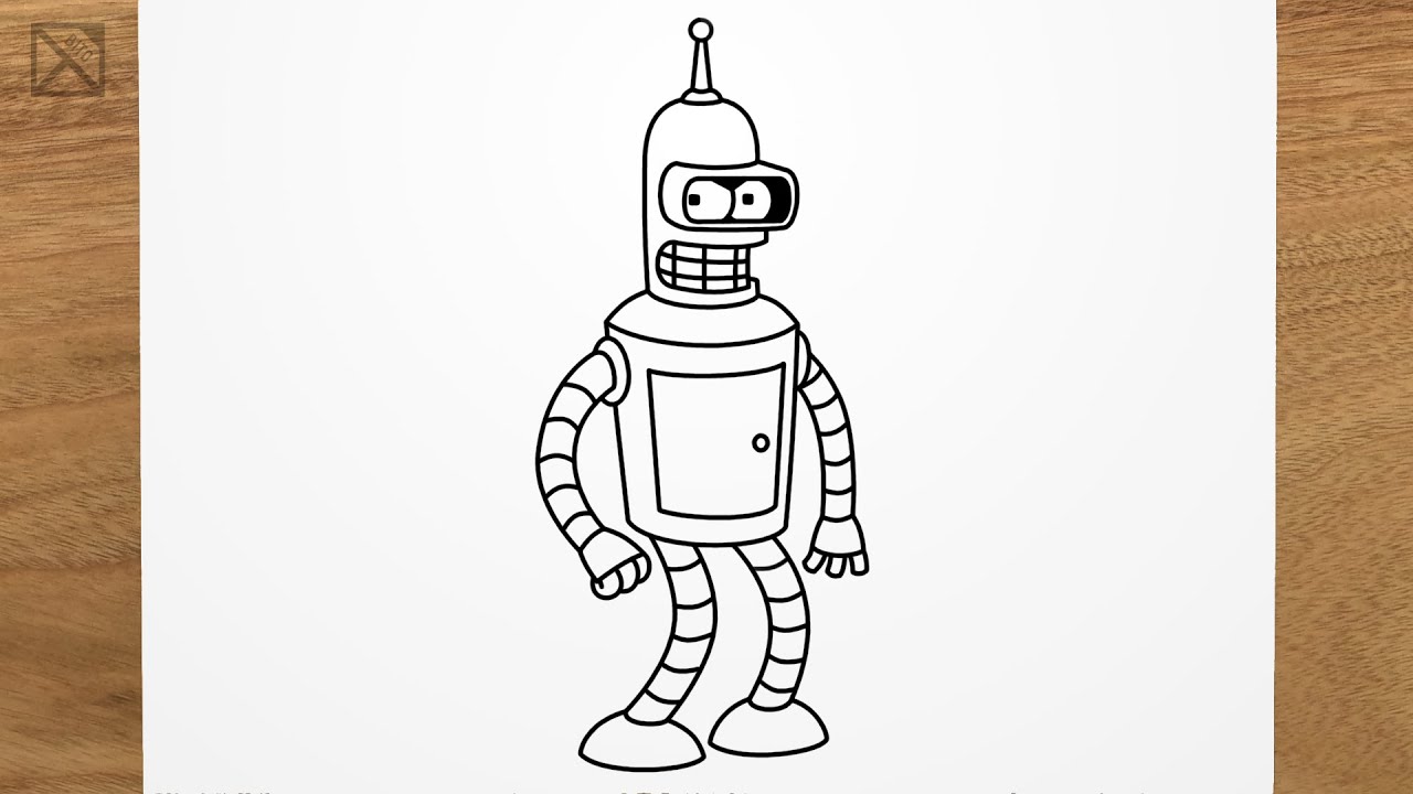 How to draw BENDER (Futurama) step by step, EASY