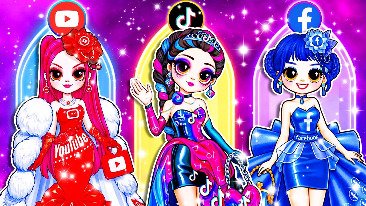 Social Media Prom Dress Glow Up for Rumi, Zoey & Mira | K-Pop Demon Hunters | DIY Fashion Mira Dolls
