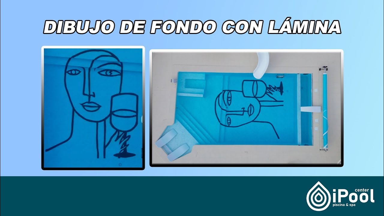 Dibujo en fondo de piscina a petición del cliente.