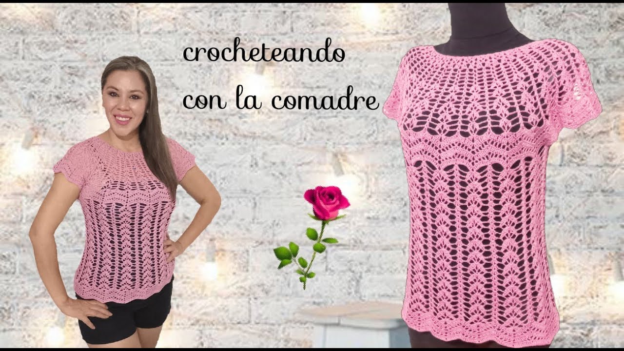 ⭐⭐⭐⭐⭐ tutorial blusa LUISITA a crochet puntada ramitas parte #1 crocheteando con la comadre