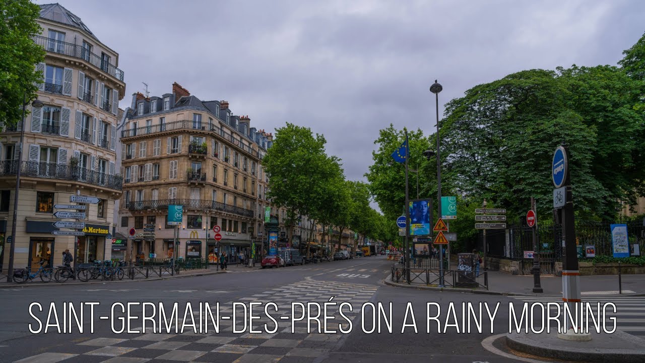 [8K Paris] Saint-Germain-des-Prés on a Rainy Morning