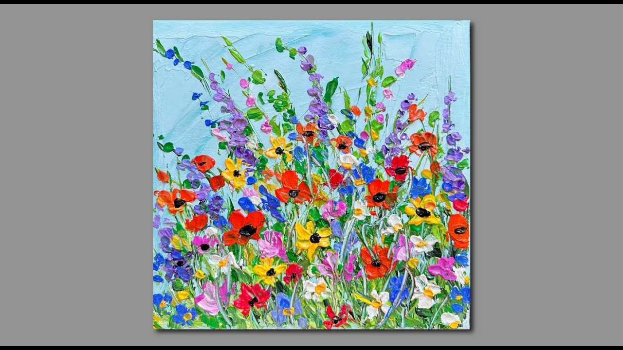 Acrylic Painting Wildflowers/ Palette Knife painting techniques