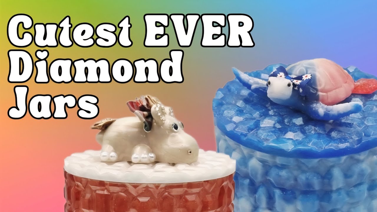 Cutest EVER Diamond Jars! Marbled Resin Technique for BEGINNERS