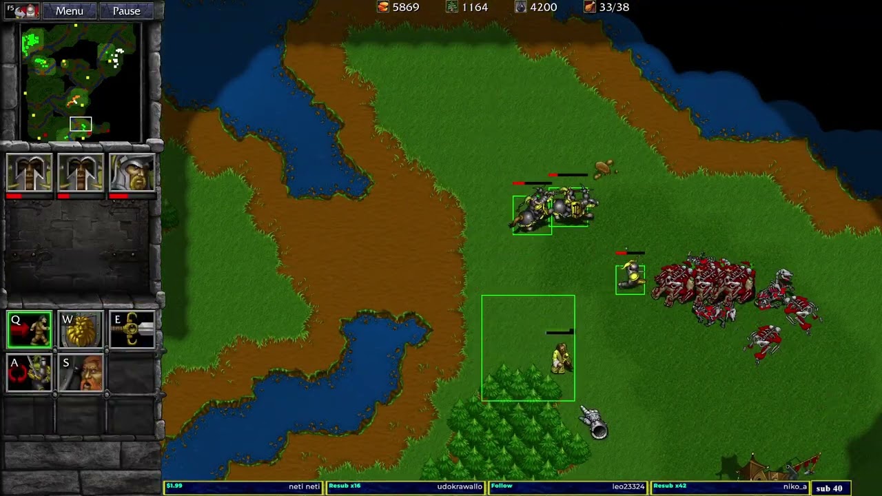 Warcraft 2 Remastered Bridge to Bridge Combat 2v2 Broken Game