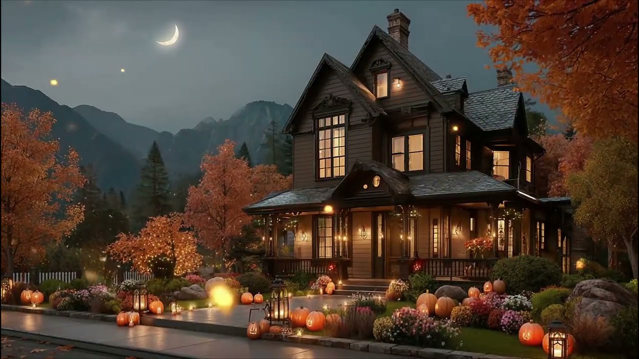 🎃 Halloween Special  🕯️ Cozy Autumn Porch with Pumpkins & Lanterns 🍂 Relaxing Classical Music 🌙